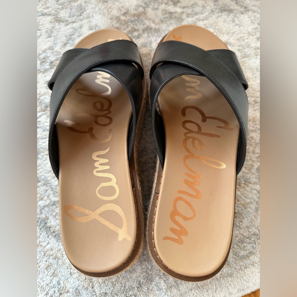 💕 Sam Edelman 💕 Korina Leather Slip On Platform Sandals - Picture 3 of 8